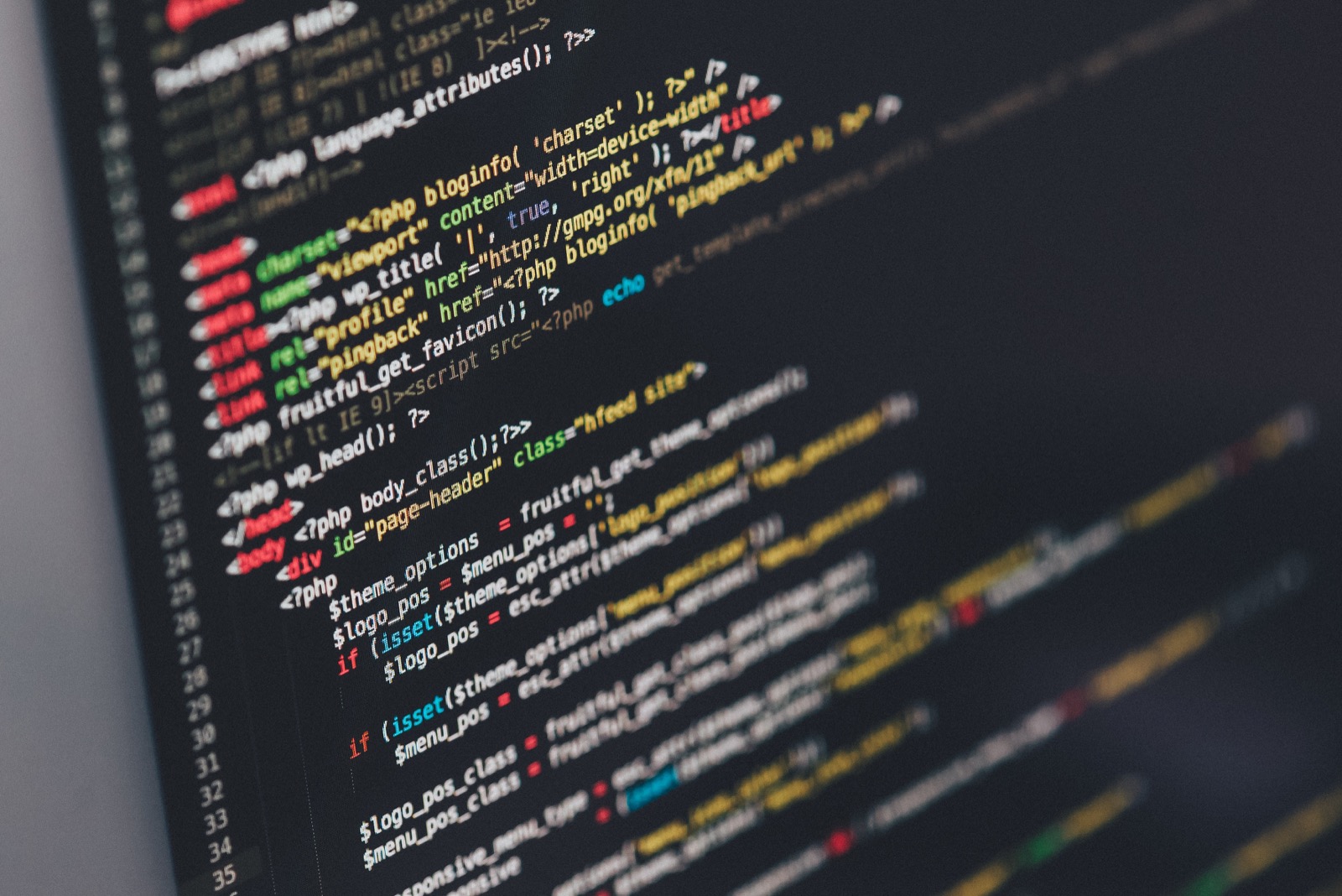 Source code on screen